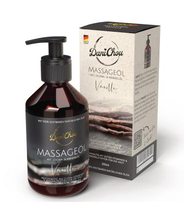 Danichou massage oil vanilla 250ml - natural massage oil with jojoba oil & almond oil - 100% natural cosmetics - relaxing fragrance for wellness - skin care & stress reduction - without paraffins & dye vanilla 250 ml (1 Pack)