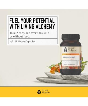 Living Alchemy Turmeric & Ginger Supplement - Fermented Turmeric Capsules for Gut Mobility & Joint Support - Natural Herbal Supplements - Vegan Non-GMO Filler-Free & Dairy-Free 60 Pcs - Buy Online on GoSupps.com