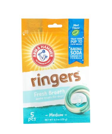 Arm & Hammer Ringers Fresh Breath Dental Treats For Dogs Medium Mint 5 Pieces