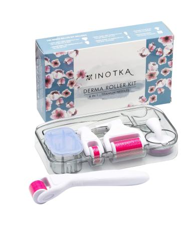 Derma Roller Kit 6 in 1 for Microneedling Face and Body, Titanium Needles 0.20, 0.25, 0.3mm length, Microneedle Roller for Home Use, Face Roller, Microdermabrasion, Safe for Beginners, Cosmetics