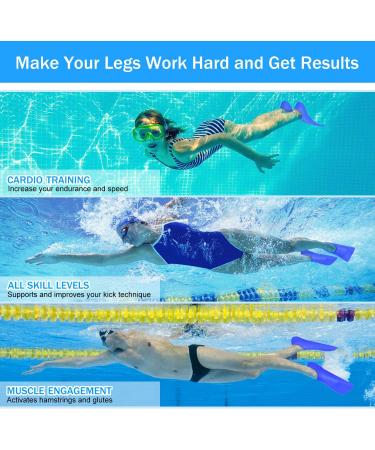 Gintenco Navy Blue Swim Fins - Training Fins for Snorkeling, Swimming, Diving - Comfortable Flippers for Adults, Kids - Includes Travel Bag - Size M (Kids 4-4.5 US/Women 5.5-7) - Buy Online on GoSupps.com