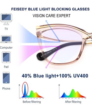 Feizedy Classic Cat Eye Blue Light Filter Glasses - Clear PC Gaming & Computer Protection - B2956 55mm - Buy Online on GoSupps.com