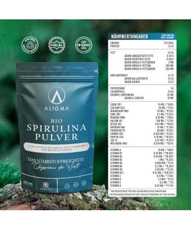 Aligma Bio Spirulina Powder 250g | Vegan Super Greens for Immune Support | Nutrient-Rich Gluten-Free Protein - Buy Online on GoSupps.com