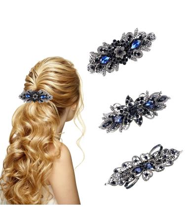 Jodsen 2 PCS Retro Vintage Metal French Barrette Antique Crystal Rhinestone Pearl Hair Clips Flower Slides Bridal Wedding Hairpins Head Pieces Jewelry Accessory for Girls Women Pack Of 1 Style C