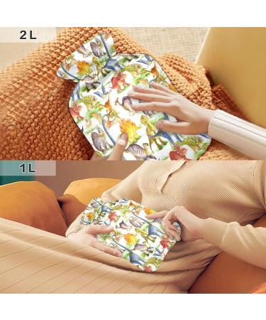 Cute Dinosaur Hot Water Bottle | 2L Fleece Cover for Hot & Cold Compresses | International Shipping - Buy Online on GoSupps.com