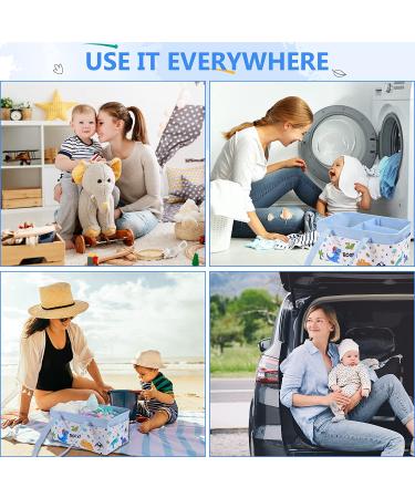Dinosaur Diaper Caddy - Collapsible Nursery Organizer for Boys | Large Blue Storage Basket for Baby Shower Gifts | Essential Newborn Must-Have - Buy Online on GoSupps.com