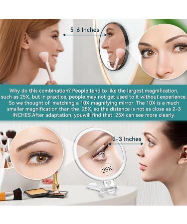 25X/1X Double-Sided Hand Held Magnified Mirror Set - Ideal for Makeup & Blemish Removal - Silver - Buy Online on GoSupps.com