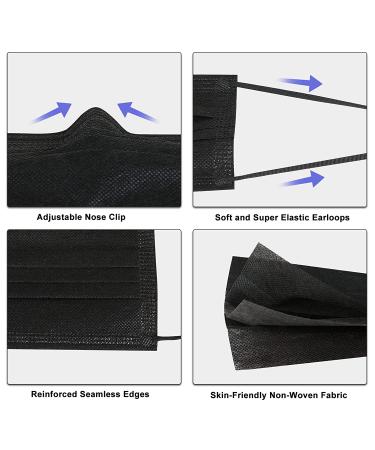 100pcs Black Disposable Face Masks - 3 Ply Adults Disposable Mask (100 Pcs) - Buy Online on GoSupps.com