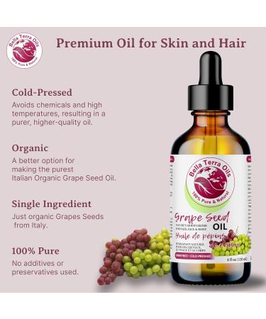 Grape Seed Oil. 236ml. 100% Pure. Cold-pressed. Unrefined. Organic. Rich in Vitamins. Chemical-free. Soothes Skin. Nourishes Hair. Natural Moisturizer for Hair Skin Nails Beard Stretch Marks. Bella Terra Oils. 236 ml (Pack of 1) - Buy Online on GoSupps.com