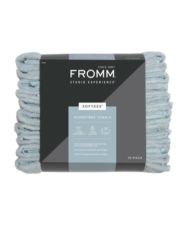Fromm Softees Microfiber Salon Hair Towels - 10 Pack - Fast Drying Towel for Hair Hands Face Use at Home Salon Spa Barber 16 x 29 - Extra Durable and Absorbent - Aqua 45042 Aqua - 10 Pack