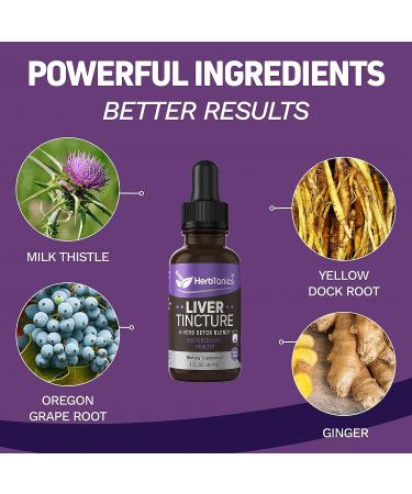 LiverTincture Liver Cleanse Detox & Repair | 8 Herb Liquid Supplement | Natural Antioxidants with Milk Thistle, Dandelion & Ginger Root | 30 Servings - Buy Online on GoSupps.com