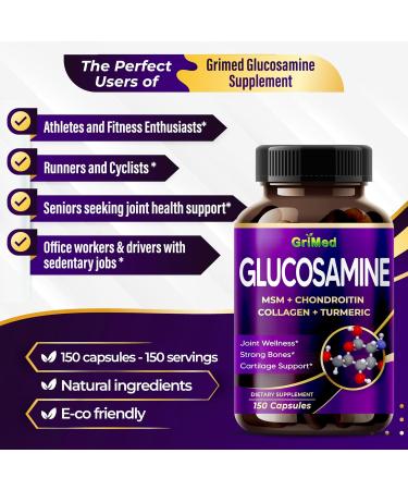 GriMed Glucosamine 12 000mg - X12 Power with MSM Chondroitin Collagen Turmeric for Joint Wellness Strong Bones Cartilage Support - Buy Online on GoSupps.com