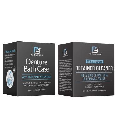 M3 Naturals Denture Bath Case with Retainer Cleaner 240 tablets Bundle