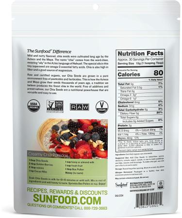 Buy Sunfood Raw Organic Chia Seeds 1 lb - Superfood for Health & Wellness - Buy Online on GoSupps.com