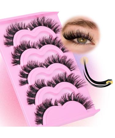 Goddvenus Wispy Cluster Lashes D Curl Individual Eyelashes Natural Paired Lash Clusters Fluffy Lashes Individual Cluster Individual Lashes DIY Lash Extensions for Beginners