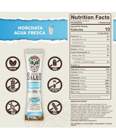 Salud 2-in-1 Hydration & Immunity Electrolytes Powder - Horchata Jamaica Drink Mix Elderberry Vegan Low-Calorie Non-GMO - 15 Servings - Buy Online on GoSupps.com