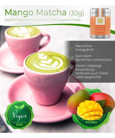 Uniqo Matcha Powder with Mango - All-Natural Japanese Matcha for Lattes Ice Cream & Bubble Tea - No Artificial Dyes - Buy Online on GoSupps.com