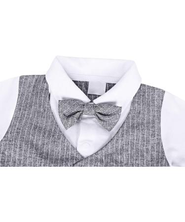 AmzBarley Boys Gentlemans Outfit Suit | Long/Short Sleeve Shirt, Pants, Vest, Bowtie | Birthday Party Tuxedo Rompers | Grey | Size 3-4 Years - Buy Online on GoSupps.com