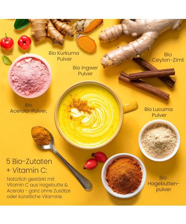  He-Ju He-Ju Organic Golden Milk Immungold 300g (60 servings) with vitamin C from acerola and rosehip sugar-free pepper-free strengthens the immune system Ayurvedic vegan and additive-free - Buy Online on GoSupps.com