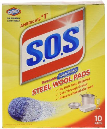 SOS Wool Steel Soap Pads 10 ct (Pack of 6)