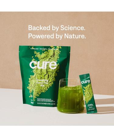 Cure Matcha Energizing Green Tea Mix with Electrolytes and Caffeine - Vegan Paleo Friendly Energy Drink | Ceremonial Grade Matcha | Made with Coconut Water | No Added Sugar | 14 Packets - Buy Online on GoSupps.com