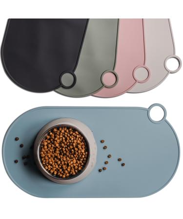 ne & no bowl pad silicone |For cats and little dogs |Katznapf underlay waterproof |Feed mat Nail Festival |Silicone mat with a hanging cake 49 x 25 cm (Steel Blue)
