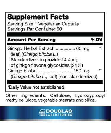 Douglas Laboratories Ginkgo Biloba Max-V 60 Capsules - Supports Healthy Circulation - Buy Online on GoSupps.com