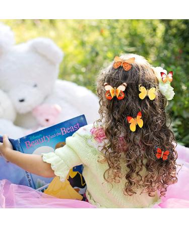 DEEKA 16 PCS Small Handmade Butterfly Hair Clips - Realistic Colorful 90s Barrettes for Women and Girls - Yellow & Orange - Buy Online on GoSupps.com