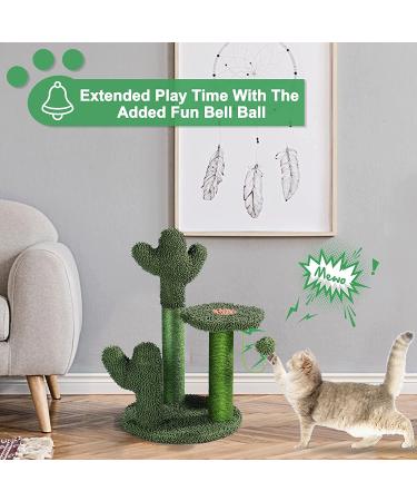 T2Y Cactus Cat Scratching Post - 3 Scratch Posts with Dangling Bell Ball - Premium Sisal Scratcher for Indoor Cats - Buy Online on GoSupps.com