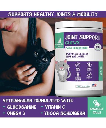 SWAGGY TAILS Glucosamine for Cats - Joint Inflammation Supplement with MSM, Chondroitin & Antioxidants | Premium Arthritis Pet Supplements (90 Chews) - Buy Online on GoSupps.com