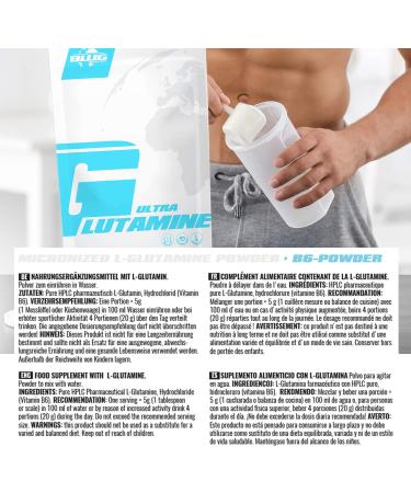 BWG 100% L-Glutamin Ultrapur Pulver - Hochdosiert Premium-Qualit t f r Muskelaufbau & Krafttraining - Top Aminos ure (1 x 1000g Tasche) - Buy Online on GoSupps.com