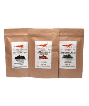 GARNELEN4YOU® Feed Line Allrounder Bundle, Premium Shrimp Food, Sustainable Packaging, Made in Germany, Hokkaido – Nettle – Dandelion, for Shrimps, Crayfish and Snails