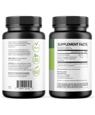 Micronized Creatine Monohydrate Capsules with AstraGin - Supports Muscle Strength Energy and Recovery - 120 Count - Enhanced Absorption Formula - 3g Per Serving - Vegan and Non-GMO - Month Supply - Buy Online on GoSupps.com