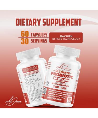 Alex Jones Naturals Probiotic 40 Billion CFU Encapsulated Probiotics for Digestive & Gut Health Support Vegan Non-GMO Shelf-Stable Supplements for Men - 60 Capsules - Buy Online on GoSupps.com