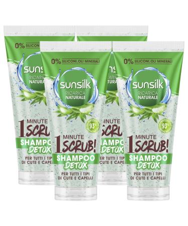 FEI FAN Sunsilk Natural Refill Detox Shampoo 1 Minute Scrub! For All Skin and Hair Types 200 ml (4 Units)