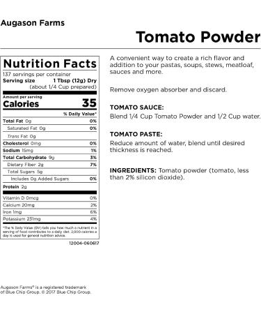 Augason Farms Tomato Powder Emergency Food Storage 3 lbs 10 oz No. 10 Can 1 Can - Buy Online on GoSupps.com