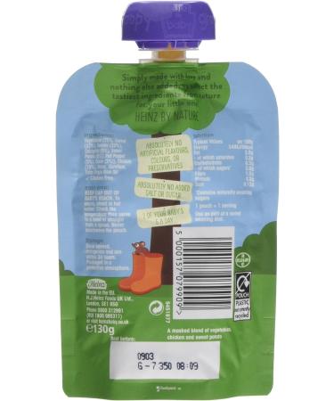 Heinz Sweet Potato Chicken and Veggies Meal Pouch 7 months+ - 5 Pack, 130g Each - Buy Online on GoSupps.com