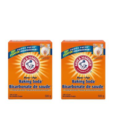 Six 6 Boxes - All Purpose Pure Baking Soda 500 grams (17 ounces) by Arm and Hammer All Safe and Natural Excellence and Purity in Cleaning Homes Garage Sinks and Carpets
