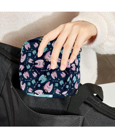 Cartoon Teeth Pattern Sanitary Napkin Storage Bag Menstrual Pad Bag Portable Menstrual Period Sanitary Pouch Zipper Tampons Collect Bags for Teen Girls Women Ladies Color 10 - Buy Online on GoSupps.com