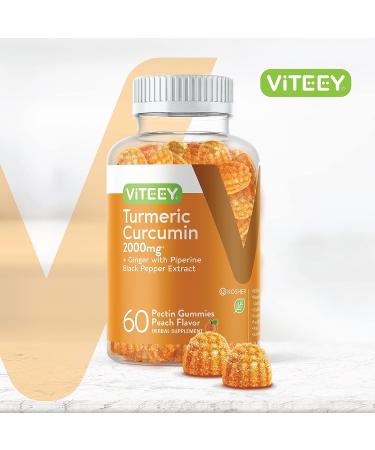 Turmeric Curcumin Gummies with Ginger & Black Pepper Herbal Supplement  Vegan  Pectin Gummy - Good for Adults Teens & Kids - Peach Flavor  60 Count-1 Pack  - Buy Online on GoSupps.com