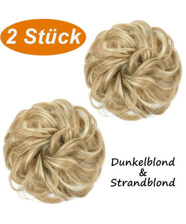 Jjstar 2-Piece Hair Part & Rubber Band Set | Dutt Hair Tie & Hair Extensions for Messy Buns & Updos | Dark Blonde & Beach Blonde Options for Women & Girls - Buy Online on GoSupps.com