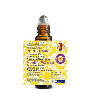 DEVE Herbes essential peppermint oil (Mentha Piperita) Diluted ready-to-use roll-on mix for aromatherapy and topical skin application for children and adults 10 ml (0.33 oz)