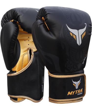 Buy Mytra Fusion Boxing Gloves - 10oz 12oz 14oz 16oz & 18oz MMA Training Punching Sparring & Kickboxing Gloves for Men & Women - Black/Gold - Buy Online on GoSupps.com