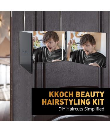 KKOCH BEAUTY 3 Way Mirror with LED Lights - Haircutting Kit and Makeup Mirror - Self Cut for Men, Women, and Kids - Buy Online on GoSupps.com