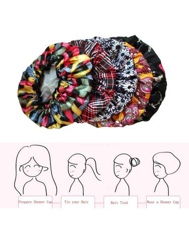 Eco-Friendly PEVA Lined Shower Cap - Cute Black Peony Print - Large Bath Cap for Hair Treatment - Buy Online on GoSupps.com