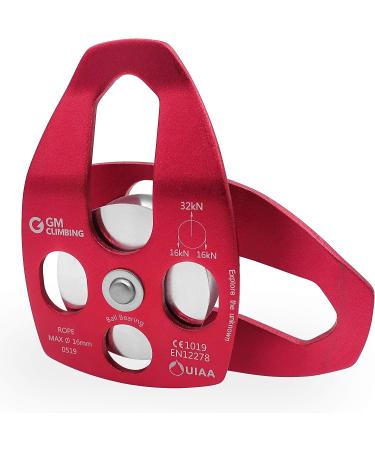 GM CLIMBING 32kN UIAA Certified Large Rescue Pulley - Red | CE/UIAA Single/Double Sheave with Swing Plate - Buy Online on GoSupps.com