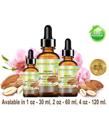 Botanical Beauty Organic SWEET ALMOND OIL 100% Pure Natural Virgin Unrefined Undiluted Cold Pressed Carrier Oil for Face Skin Body Hair Massage Nails. 4 Fl. oz - 120 ml - Buy Online on GoSupps.com