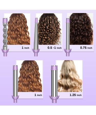 5 in 1 Curling Wand Set with Interchangeable Barrels for Wavy Hair Styling | LCD Display & Temperature Adjustment | Gifts for Women - Buy Online on GoSupps.com