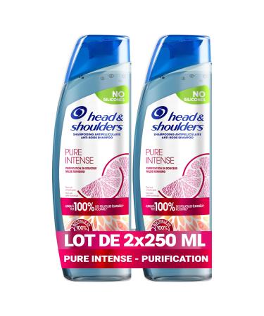 Head & Shoulders Pure Intense Gentle Purification Anti-Dandruff Shampoo 2x250 ml, With Citrus, For Oily Scalp, Up to 100% of Dandruff Eliminated