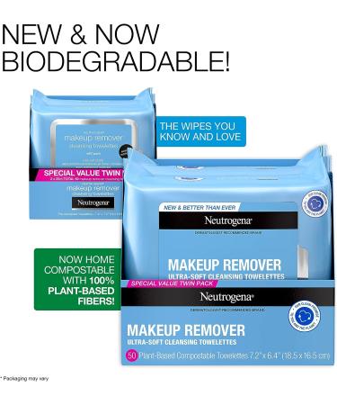 Neutrogena Makeup Remover Cleansing Face Wipes - Twin Pack (2x25 Count) | Alcohol-Free, Removes Waterproof Makeup & Mascara - Buy Online on GoSupps.com